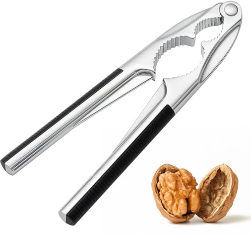 Heavy Duty Walnut Cracker Tool, Nut Crackers Heavy Duty with Non-Slip Handle, Zinc Alloy Nutcracker Tool, for Nut Crackers for All Nuts, Walnuts and Chestnut, Kitchen Tool (Black)