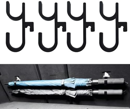 OPVYAEU 4 Pezzi Porta Ombrelli per Auto, Gancio per Ombrelli Auto, Gancio Universale Portabagagli, Organizzatore Portabagagli per SUV Auto Camion (Nero)