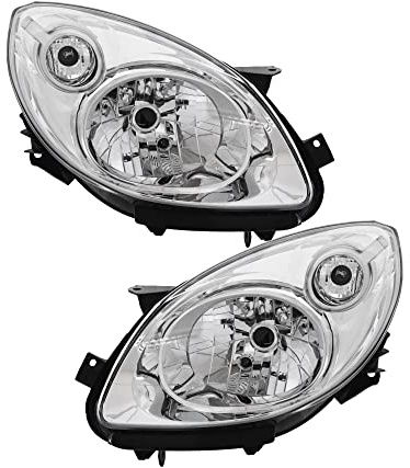 Halogen Scheinwerfersatz Scheinwerfer Satz Hauptscheinwerfer Set links rechts elektrisch W5W H4 PY21W chrom passend für Twingo II CN0_