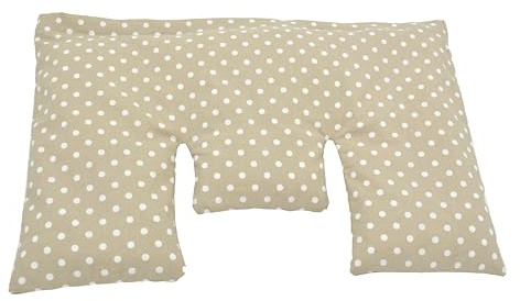 Wheat Grain Pillow - 100% Cotton Heat Cushion - Many Colours - Many Sizes - Natural Filling - Handmade - Organic Wheat Grain (Beige with White Dots, Neck, 40 x 25 cm)