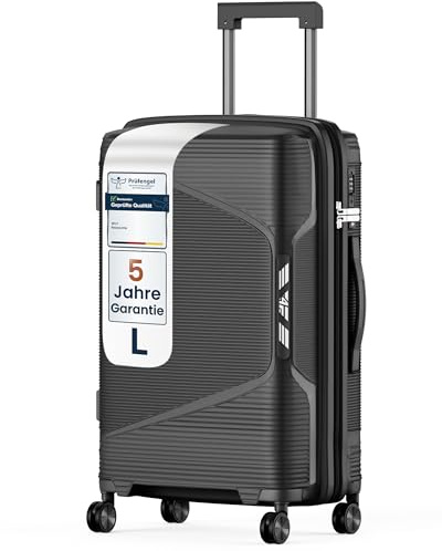 4FLY Leichter Hartschalen-Reisekoffer L - Groß 64 cm (61L) – Trolley Koffer mit TSA-Schloss, Doppelrollen, Aluminium-Teleskopgriff & Doppelreißverschluss, Aufgabegepäck Reisegepäck