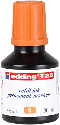 edding T 25 Nachfülltinte Permanent Marker - orange - 30 ml - mit Tropfenspendersystem, zum schnellen Nachfüllen fast aller edding Permanent Marker