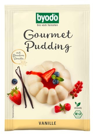 Byodo Bio Pudding Vanille - Premium Veganer Dessert Snack, Bio-Zertifiziert, Glutenfrei, Ideal für Kinder & Erwachsene, Einfache Zubereitung, Laktosefrei, Perfekt für Unterwegs (1x 36g)