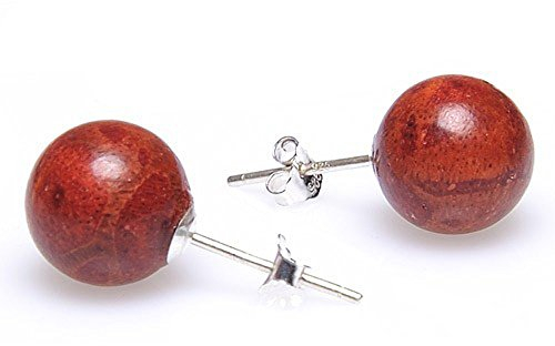 Ohrstecker aus Koralle Schaumkoralle Ø8mm 925 Silber Ohrschmuck Kugel rot-braun