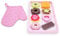 New Classic Toys 10625 Wooden Sweet Treats Set with Oven Glove Pretend Play Kids Cooking Simulation Educational Perception Toy for Preschool Age Toddlers Boys Girls, Multi Color, Cakes 6 Pieces