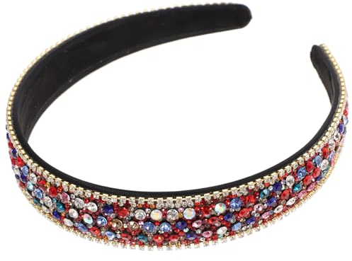 Frcolor Crystal Alice Band Mädchen Breite Strass Haar Hoop Party Festival Kostüm Stirnband (Mischfarbe)