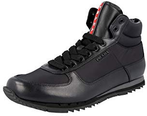 Prada Herren Schwarz Leder High-Top Sneaker 4T2782 44 EU/UK 10