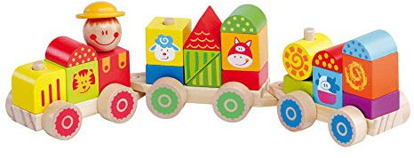 M MOLTO Happy Train Spielzeugzug aus Holz, 23 Teile, ungiftige Farbe auf Wasserbasis, FSC-Zertifiziert