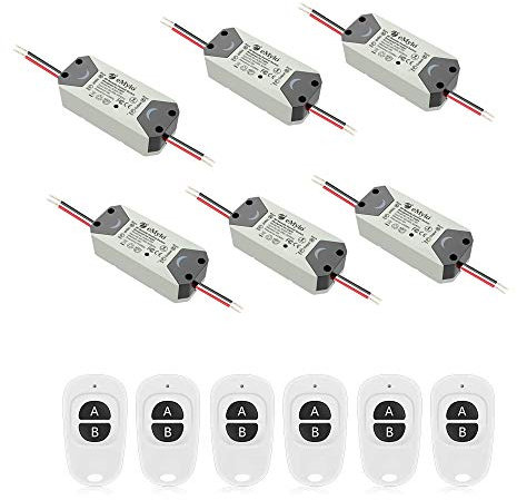 eMylo Smart Wireless RF Control remoto Interruptor 220V Relé 1000W Un 1 canal RF Relé Interruptor 90-250V Domótica 433 MHz con dos transmisores 6 paquete