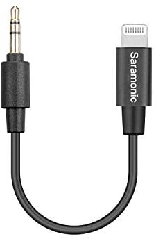 Saramonic Mikrofon-Adapter-Anschluss; Smartphone-Konvertierungskabel; 3,5-mm-Stecker TRRS auf Apple-MFi-zertifizierter Lightning-Adapterkabel; 20 cm langes Konvertierungskabel; Android-iOS-Geräte