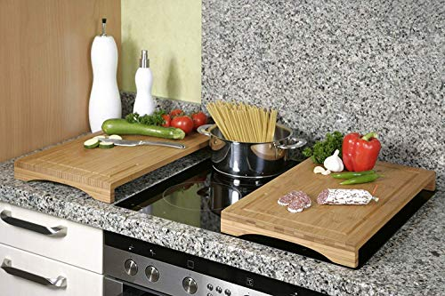 Neustanlo - 2 Stück Schneide- und Abdeckplatte Edition 2 - Bambusholz - 54 x 28 x 4 cm - Ceranfeldabdeckung