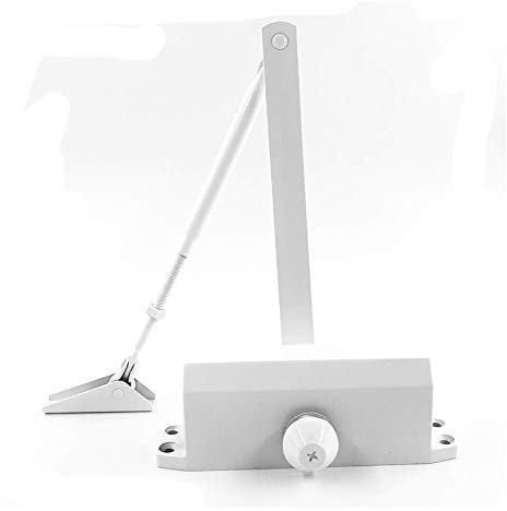 Marie Automatic Door Closer Grade 2 Spring Hydraulic Door Closer with Adjustable Heavy Duty Arm for Internal Commercial Home Fire Door Aluminum Alloy White