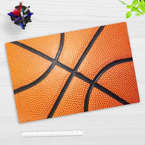 Schreibtischunterlage Kinder und Erwachsene – “Basketball“ – aus erstklassigem, strapazierfähigem Vinyl (Kunststoff) – 60 x 40 cm – Schreibunterlage für besten Schutz – Made in Germany