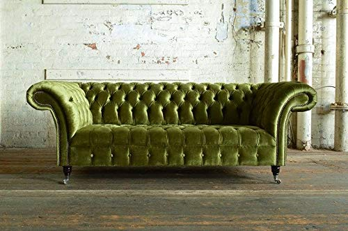 jvmoebel XXL Big Sofa 3 Sitzer Couch Chesterfield Polster Sitz Garnitur Leder Textil Grün