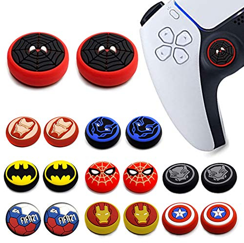 Dualsense - 2 copribastone analogico con impugnatura per pollice, controller wireless per gioco remoto, in silicone, antiscivolo, per PS5/PS4/Xbox one/360/Nintendo Switch PRO (Black Spider-Man)