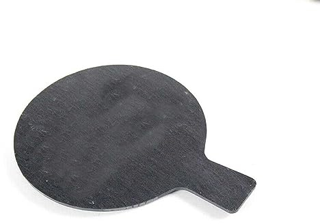 Vetrineinrete® Vassoio da Portata tondo in ardesia con manico piatto per servire Finger Food Sushi Formaggi aperitivo buffet cucina bar ristorante (25x19 cm) G64