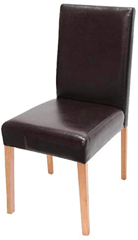 Mendler Esszimmerstuhl Littau, Küchenstuhl Stuhl, Kunstleder - braun, helle Beine
