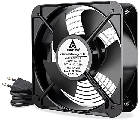GDSTIME Lüfter 230V 200mm x 60mm 220V Dual Kugellager 200mm 20060 Axial Kühlung Lüfter AC 240V Bürstenlos 370 CFM für Belüftung Auspuff Lüfteraustausch