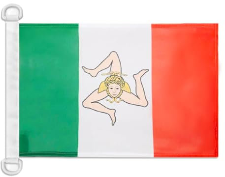 AZ FLAG Bandiera Navale Stato Di Sicilia 1848-1849 45x30cm - Bandiera Maritima Rivoluzione Siciliana 30 x 45 cm speciale Nautismo, Padiglione Nautico