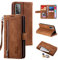 EYZUTAK Handyhülle für Samsung Galaxy A52/A52S 5G,Flip Case Lederhülle Reißverschluss Magnetverschluss Brieftasche mit 9 Kartenfächern Standfuntion Retro Matt Ledertasche-Braun