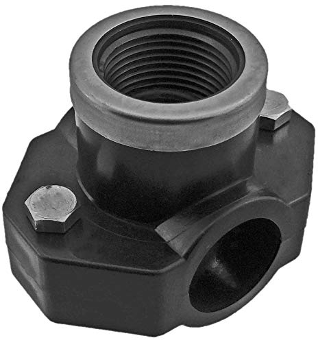 MegaHaustechnik PP Fitting Klemmverbinder Anbohrschelle für 50mm PE Rohr Außendurchmesser, mit 1 1/4 Zoll Innengewinde Trinkwasser PN16 Verschraubung