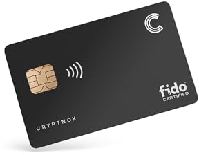 Cryptnox FIDO2 Sicherheitsschlüssel - Passwortlose & 2FA-Authentifizierung - Kompatibel Mit Microsoft, Apple, Google & Mehr - Mifare Desfire - Praktisches Kartenformat - NFC & Kontakt (Schwarz)