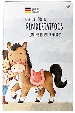 lila liebt dich® Besonders hautfreundliche Kinder Tattoo Pferde, Pferde Mitgebsel, Pferde Geburtstagsdeko, Pferde Tattoos Mädchen – 6 gleiche Bögen