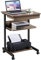 Yaheetech Table Informatique Bureau d'Ordinateur Portable Roulant Poste de Travail 56 x 51 x 79 cm Gris avec 1 Tiroir et 2 Etagères Bois de Taupe