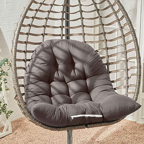 Warmiehomy Eierstuhlkissen, Schaukel-Hängesesselkissen, dicker Hängekorb, Stuhlkissen, Rattankissen, Eierstuhlkissen für Garten, Außenbereich, Innenbereich, 116x80x15 cm, Dunkelgrau (nur Kissen)