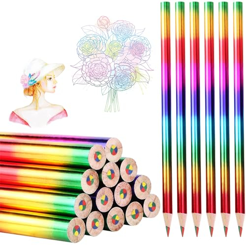 JSMTKJ Regenbogenstift, 30 Stück Regenbogenstifte Kinder 4 in 1 Regenbogenfarben Stift Buntstift Mehrfarbig Zeichnung Bleistift Set für Zeichnung Färbung Skizzieren Bleistifte