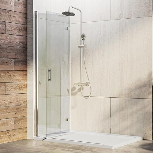 IMPTS Walk In Duschwand 100x195cm Dusche Faltbar Duschtür Duschtrennwand für Duschwanne Pendeltür aus 6mm klar ESG Glas mit Nano Beschichtung