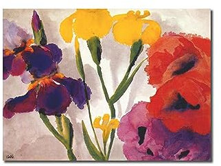 XGMDZRT Berühmte Wandkunst-Gemälde-Reproduktion: Schwertlilien und Mohnblumen. Emil Nolde Kunstwerk Poster. Druck auf Leinwand. Deko-Bild für Wohnzimmer, 60x85cm nur Leinwand