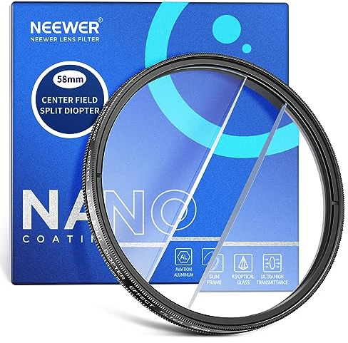 NEEWER 58mm Mittelfeld Geteilte Dioptrien Effektfilter, Kamera Linearprisma K9 optischer Glasfilter mit Aluminiumrahmen, unscharfer Brechungsvordergrund, wiederholter Farbeffekt,Kameraobjektivzubehör