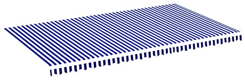 Tidyard Markisenstoff Sonnenschutz | Ersatzstoff Markisenbespannung | aus Polyester mit PU-Beschichtung | ohne Rahmen, Blau und Weiß 6x3,5 m