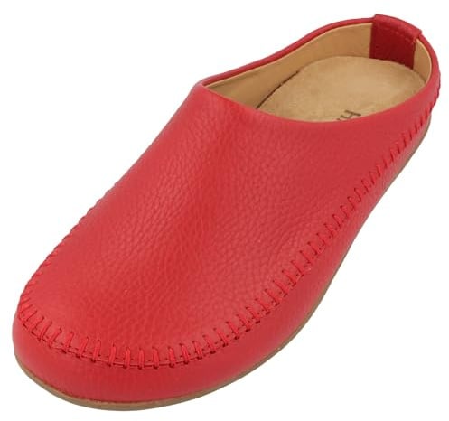 HAFLINGER Softi Lederpantoffeln Hausschuhe Ballerina im schlichten Design (Paprika 342), Gr. 36