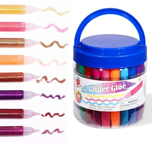 Glitter Glue For Crafting, 10ml × 50Pcs, Glitter Glue Pens, Art Glitter Glue
