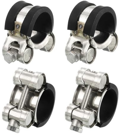 sourcing map 4Pcs T-Bolt Hose Clamp Working Range 23-25mm Rubber Cushioned Intake Intercooler Clamps Adjustable Tube Clamps for Tubes Pipes
