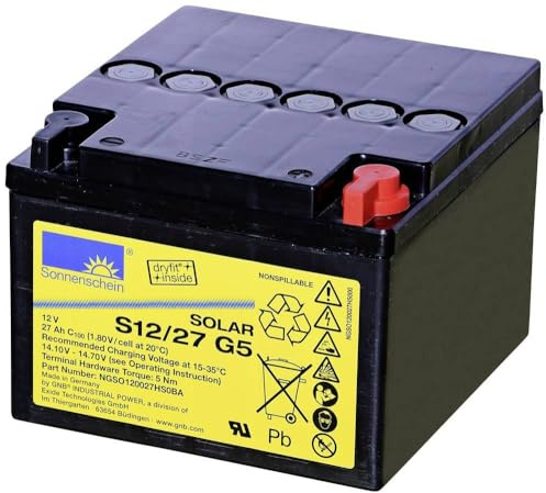 GNB Sonnenschein Dryfit S12/27 G5 NGSO120027HS0BA Solarakku 12V 27Ah Blei-Gel (B x H x T) 176 x 126 x 167mm M5-Schraubanschluss