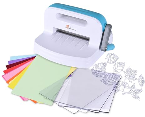 Kokorosa Stanz- und Prägemaschine, Maschine zum Stanzen & Prägen mit Papus 4 Kunststoffplatten, Prägeschablonen für DIY Handwerk Karten, Scrapbooking 160 mm Öffnungsgröße