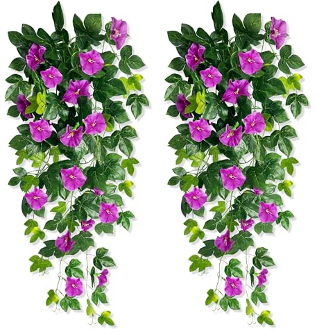 TINA 2 Pezzi Fiori Artificiali Pendenti Pianta Rampicanti da Interno Esterno Fiori Finti da Appendere Fiori Finti Rampicanti Pianta Fiori Finta Cadente Fiori Pendenti Artificiali per Giardino Balconi