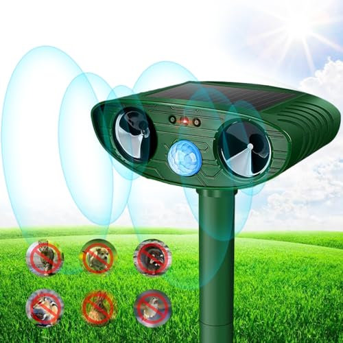 Funnaura Solar Cat Repellent Ultrasonic, Best Cat Repeller for Garden, Outdoor Animal Scarers Motion Sensors