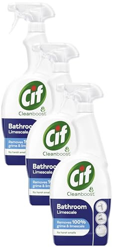 Cif Power & Shine 100% soap scum & limescale removal Bathroom Spray for cleaning ceramic, chrome, enamel, plastic, and stainless-steel surfaces 700 ml (Pack of 3)