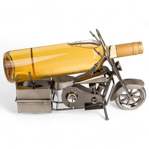 MIJOMA Porte-bouteille en métal de style moto : rétro, Cafe Racer, Bobber, Chopper, Vintage & Classique - Porte-bouteille de vin pour motocyclistes (style bobber)