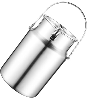 TOOYITR Secchio per Latte in Acciaio Inossidabile da 3 L/5 L/10 L, brocca per Latte Resistente con Coperchio, Secchio per Vino, Bottiglia, Contenitore per liquidi, con Maniglia per Il Trasporto,5L