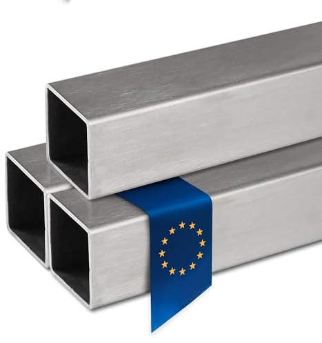 Stahl-Shop24 Edelstahl-Vierkantrohr 100×100×2 mm, 1500 mm – V2A geschliffen | Vierkantrohr-Hohlprofil stabil – für Rahmen, Gestelle & Konstruktion, maßhaltig, gut zu sägen & schweißen