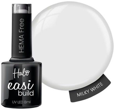 Halo Easibuild Builder Gel 8ml - Milky White UV/LED Nail Strengthener for Natural Growth, Nail Art & Professional Manicure Repair, Hema Free