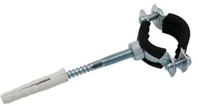 10x 48-53 mm 11/2 Schraubrohrschellen Set mit Stockschrauben und Dübeln, Stahl verzinkt, mit Schalldämmeinlagen für Rohrbefestigung