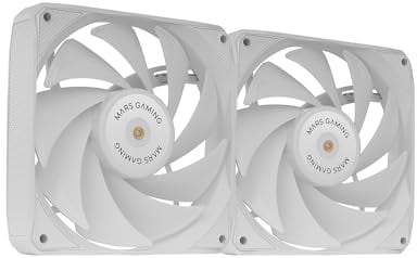 Mars Gaming MF-NCLX2, Kit 2x Ventiladores Ultrasilenciosos 120mm, Diseño Aspas Híbridas, Ventiladores 2en1 con Rodamiento FDB de Cobre Hiperbalanceado, Sistema Conexión PWM, Pads Antivibración, Blanco