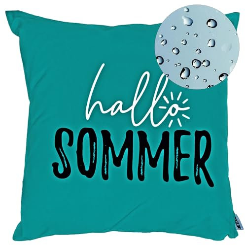 Cleanlevel EST 2016 Outdoorkissen 45x45 Kissen Outdoor wasserfestes - Gartenkissen Außenkissen Garten Loungekissen Terrasse 45x45cm Wasserfest wasserdichte Dekokissen (Hello Summer Petrol)