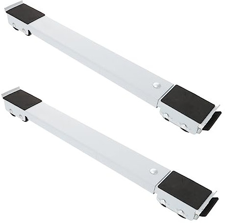 Uonlytech Washing Machine Refrigerator Adjustable Base Iron White 1 Set Movable Supporter Scalable Design for Multiple Appliances Freezer Rollers Lifts Appliances for Easy Cleaning